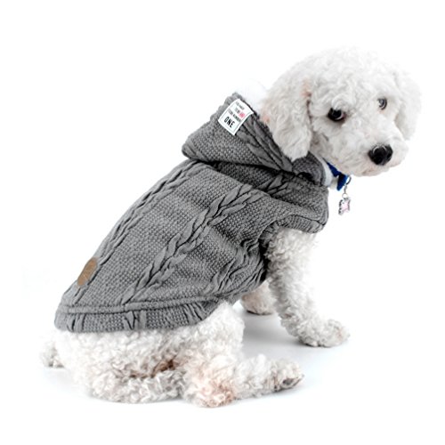 SMALLLEE_LUCKY_STORE Chaqueta de suéter para Perros Chaqueta de Clima frío Chaqueta para Perros con Capucha Chihuahua Ropa de Invierno para Perros pequeños Ropa de Abrigo Gris XL