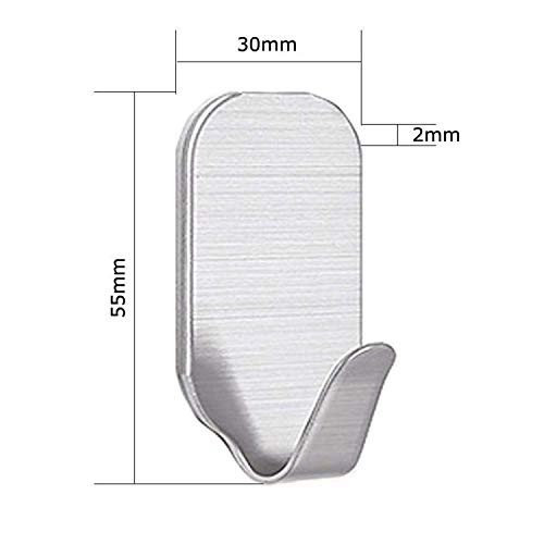 Smaluck - Paquete de 16 ganchos autoadhesivos, acero inoxidable 3M, percha de pared adhesiva para ropa, abrigo, toalla, llaves, bolsas, hogar, cocina, baño, agua y a prueba de óxido.