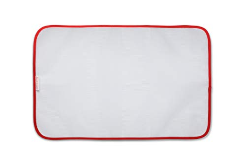 SMART-T-HAUS Paño Protector para Planchar Translucido Anti Brillos Y Quemaduras, Blanco/Borde/Rojo, 60 X 40 Cm