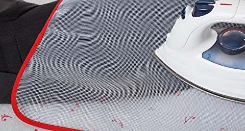 SMART-T-HAUS Paño Protector para Planchar Translucido Anti Brillos Y Quemaduras, Blanco/Borde/Rojo, 60 X 40 Cm