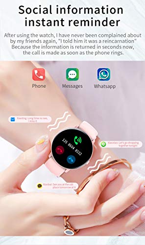 Smartwatch,Reloj Inteligente para Mujer con Termómetro,Monitor de Frecuencia Cardíaca,Pulsómetro,Recordatorio del Ciclo Fisiologico,8 Mode Deporte,Pulsera Actividad Inteligente para Android iOS (Rosa)