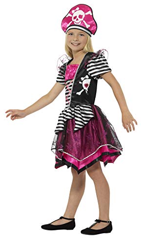 Smiffy'S 21981M Disfraz Perfecto De Pirata Para Chica Con Vestido Y Sombrero, Negro / Rosa, M - Edad 7-9 Años