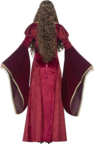 Smiffy'S 27877X1 Disfraz De Reina Medieval De Lujo Con Vestido Cinturón Y Adorno, Rojo, Xl - Eu Tamaño 48-50