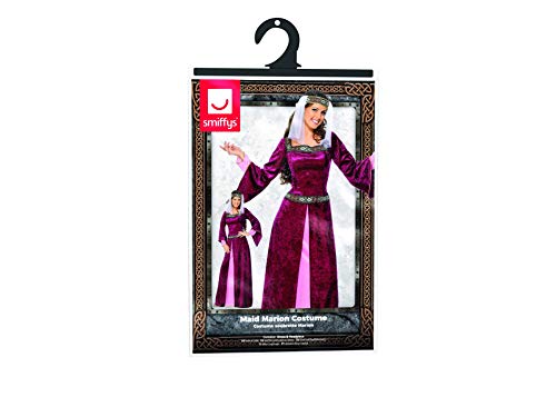 Smiffys-30816X2 Miffy Disfraz de Lady Marion, Color borgoña, con Vestido y Pieza para la Cabeza, XXL-EU Tamaño 52-54 (Smiffy'S 30816X2)