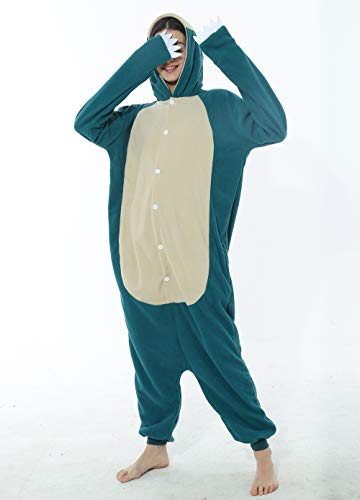 Snorlax - Mono de pijama con diseño de animal, para Halloween, cosplay, para adultos, carnaval, mono, color azul 02 S
