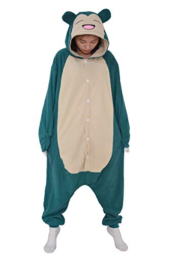 Snorlax - Mono de pijama con diseño de animal, para Halloween, cosplay, para adultos, carnaval, mono, color azul 02 S
