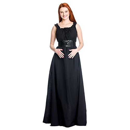Sobrevestido medieval de señora Ella negro algodón - S/M