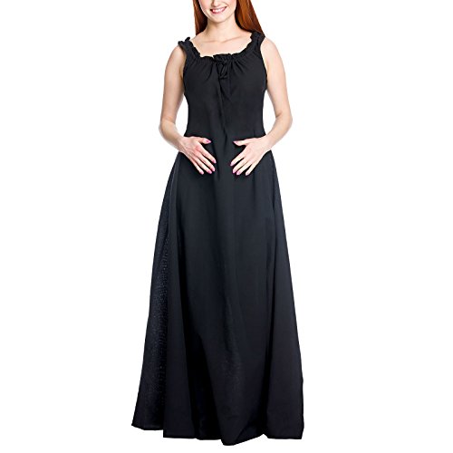 Sobrevestido medieval de señora Ella negro algodón - S/M