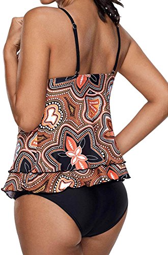 Socluer Tankini Traje de baño para Mujer Estampado Floral Elegante de Dos Piezas Push Up Vendaje Tamaño Grande S-5XL
