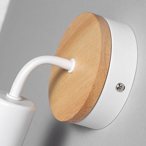 SODIAL Blanco Lampara de pared moderna simple industrial de decoracion de Sala de estar de mesa de madera cruda de la pared del cafe de los apliques de pared