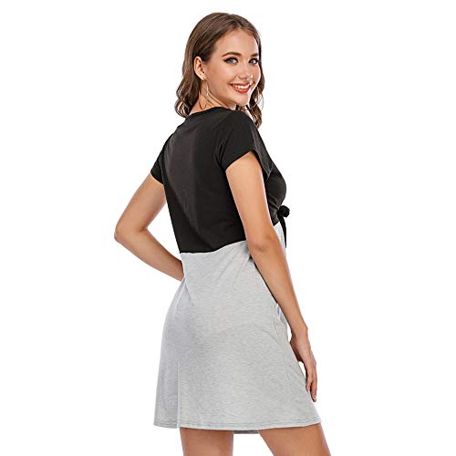 SODIAL Vestido de Maternidad Casual Mujer Madre Vendajes de Empalme Vestidos para Embarazadas, Vestidos para Lactantes Pijama de Maternidad XXL