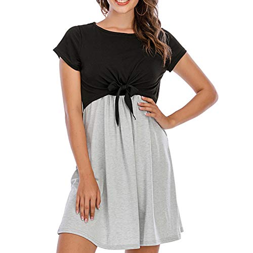 SODIAL Vestido de Maternidad Casual Mujer Madre Vendajes de Empalme Vestidos para Embarazadas, Vestidos para Lactantes Pijama de Maternidad XXL