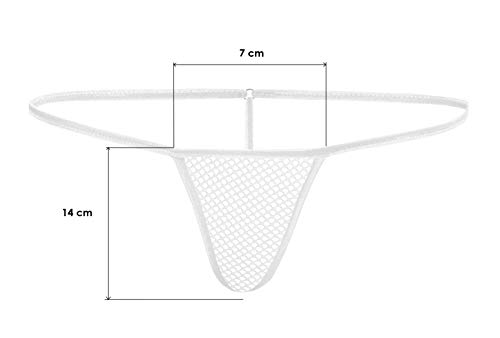 Sohimary 545 Mini Tanga String Malla Mujer XS S M L 34 36 38 40 Blanco