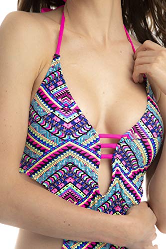 SOL Y PLAYA--Bañador una Pieza Diseño de patrón de Onda de Color para Mujer Chica señora triquini de Mujer (42 - L, patrón de Onda de Color)