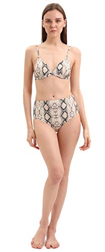 SOL Y PLAYA - Conjunto Bikini triangulo Push up diseño Rayas Multicolor o Serpiente Braga Alta Moderno para Mujer Chica señora Piscina Verano (42 - L, Serpiente)