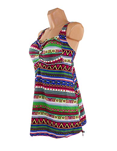 SOL Y PLAYA - Tankini de 2 Piezas Top Tankini y pantalón Corto Tallas Grandes Embarazadas Mujer señora Verano Piscina (56, Estampado 1)