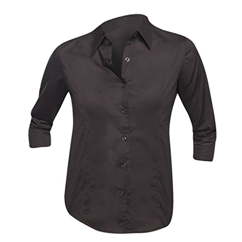 SOLS- Camisa de Trabajo Effect Entallada de Manga Tres Cuartos para Mujer (S) (Blanco)