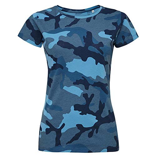 SOLS- Camiseta de Manga Corta Camo para Chica/Mujer (M) (Camuflaje)