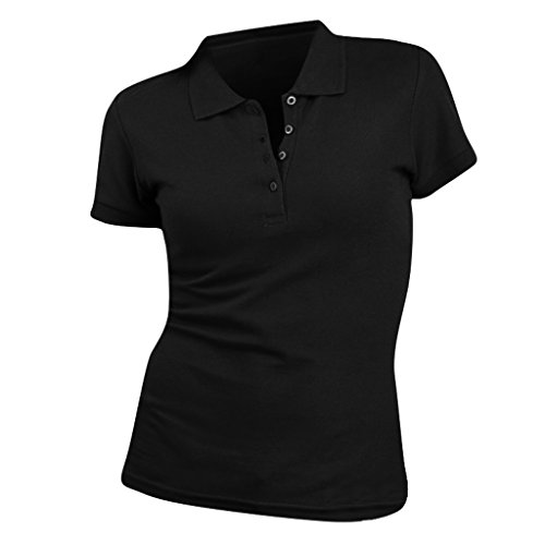 SOLS- Polo de Manga Corta de algodón piqué para Mujer (M) (Negro)