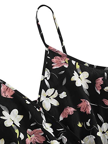 SOLY HUX Mono Corto de Tirantes con Estampado Floral para Mujer Floral Negro L