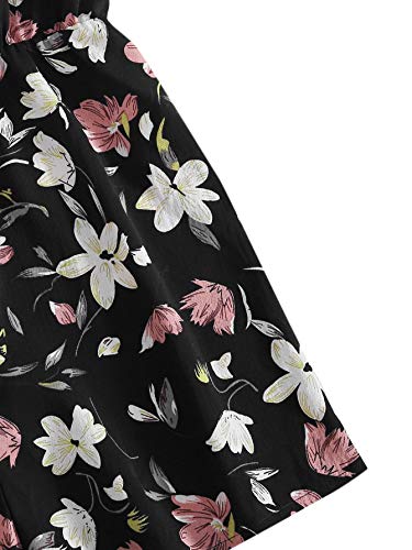 SOLY HUX Mono Corto de Tirantes con Estampado Floral para Mujer Floral Negro L