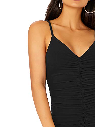 SOLY HUX Mujer Vestido Ajustado Corto Sin Mangas de Tirante Bajo Asimétrico Fruncido Lateral