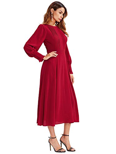SOLY HUX Mujer Vestidos Manga Larga, Coctel Vestido, Fruncido Original Vestido. sólido Damas para Fiestas Diario