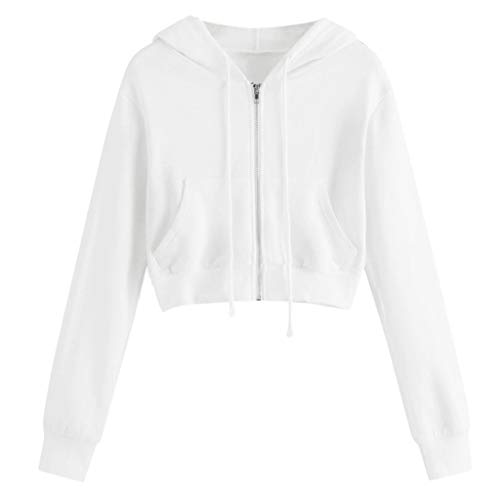 Sooike Sudadera Mujer Capucha para Mujer Cremallera Moda Manga Larga Casual Color Sólido Sudaderas Cortos Primavera Verano Jersey Mujer Otoño Primavera Blusa Tops Suéter Mujer Abrigo Deportiva.