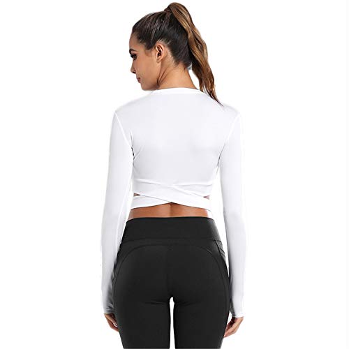 SotRong - Camiseta cruzada de manga corta para mujer, para entrenamiento, gimnasio, yoga, correr