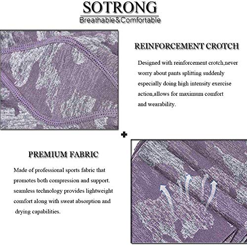 SotRong Mujer Pantalones Mallas Fitness Elásticos Impresión Pantalones de Yoga de Camuflaje Gym Slim Fit Pantalones Largos Leggings Cintura Alta Deportivos Running Fitness Pantalon Morado M