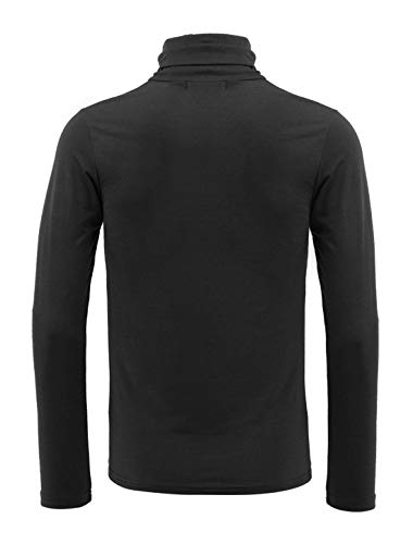 sourcing map Camiseta para Hombres De Mangas Largas Cuello De Cisne Ajuste Delgado Casual Negro 44