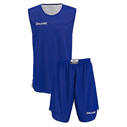 Spalding Doubleface Kids Set, Conjunto reversible camiseta y pantalones de baloncesto para Unisex-Niños, Azul/Blanco (Royal/White), XS(152)