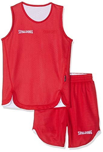 Spalding Doubleface Kids Set, Conjunto reversible camiseta y pantalones de baloncesto para Unisex-Niños, Rojo/Blanco (Red/White), S(36)