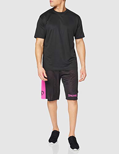 Spalding Essential Reversible P Shorts de Basquetball con Cinturilla Elástica y Logo, Hombre, Rosa (Black/Pink), XL