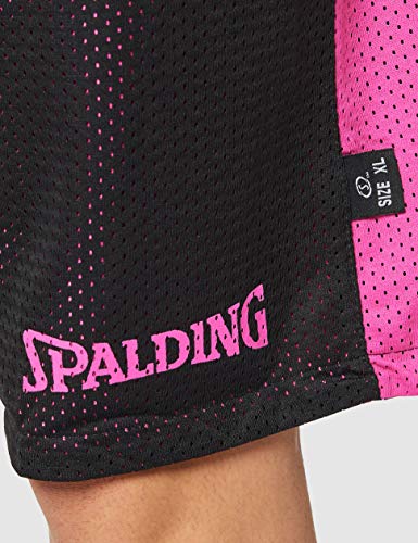 Spalding Essential Reversible P Shorts de Basquetball con Cinturilla Elástica y Logo, Hombre, Rosa (Black/Pink), XL