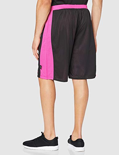 Spalding Essential Reversible P Shorts de Basquetball con Cinturilla Elástica y Logo, Hombre, Rosa (Black/Pink), XL