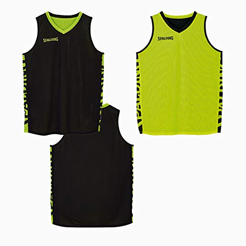 Spalding Essential Reversible Shirt Camiseta, Hombre, Black/Fluo Yellow, L