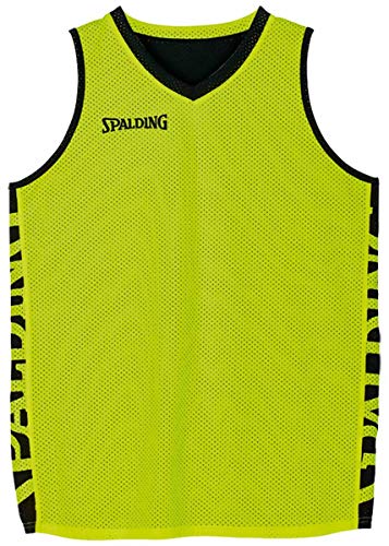 Spalding Essential Reversible Shirt Camiseta, Hombre, Black/Fluo Yellow, L