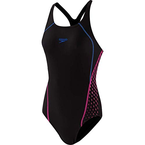 Speedo Bañador para Mujer 68-09306F228, Color Negro, Azul y Rosa eléctrico, Talla S