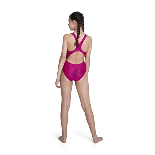 Speedo Boom Allover Splashback Bañador, Niñas, Multicolor (Electric Pink/Black), 34 (15-16 Años)