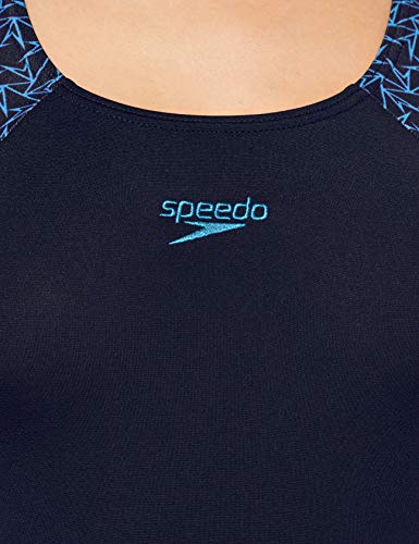 Speedo Boom Splice Muscleback Bañadores de Mujer para Natación, Color Marina/Azul Piscina, Talla 38