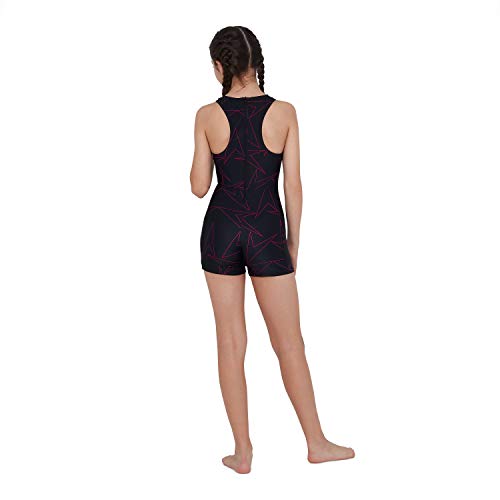 Speedo Boomstar Integral Traje De Baño Culote, Niñas, Negro/Rosa eléctrico, 13-14