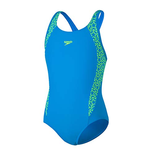Speedo Boomstar Splice Flyback Swimsuit, Niñas, Pool/Fluo Yellow, 24 (5-6 YRS)