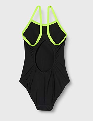 Speedo Digital Plastisol Placement Thinstrap Bañador, Niña, Negro (Black/Fluo Yellow/Lava Red/Bondi Blue/Jade), 30 (11-12 Años)