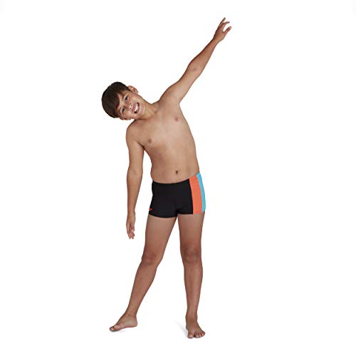 Speedo Disfraz de Bloques de Color Aqua Swim Briefs para niño, Niños, 812874G018, Nero/Hypersonic Blue/Volcanic Orange, 15-16 Anni