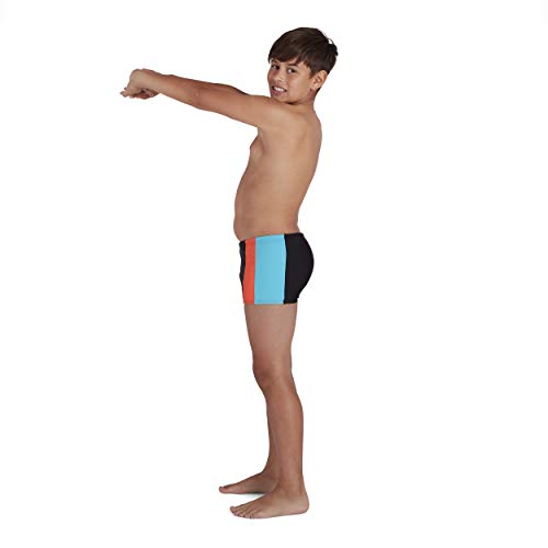 Speedo Disfraz de Bloques de Color Aqua Swim Briefs para niño, Niños, 812874G018, Nero/Hypersonic Blue/Volcanic Orange, 15-16 Anni