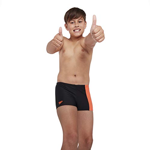 Speedo Disfraz de Bloques de Color Aqua Swim Briefs para niño, Niños, 812874G018, Nero/Hypersonic Blue/Volcanic Orange, 15-16 Anni