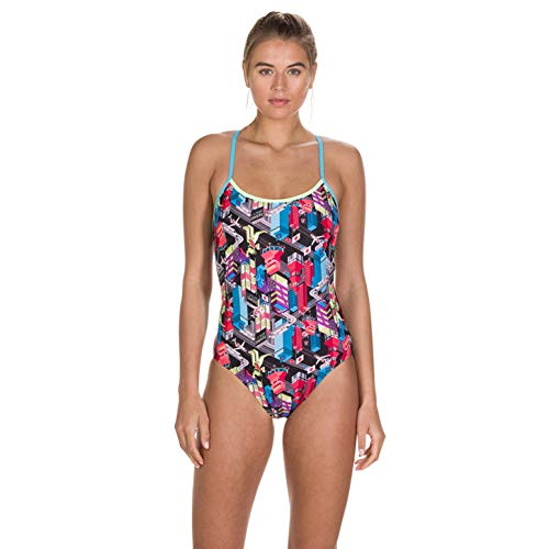 Speedo Dragonyang Crossback De Una Pieza Bañador, Mujer, Dragonyang/Black/Bright Z, 36 (ES 42)