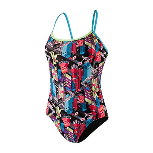 Speedo Dragonyang Crossback De Una Pieza Bañador, Mujer, Dragonyang/Black/Bright Z, 36 (ES 42)
