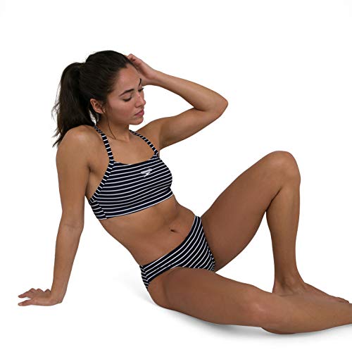 Speedo Endurance+ Printed Thinstrap 2-Piece AF Bikini, Mujer, True Navy/White, 34